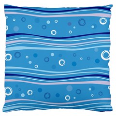 Blue Circle Line Waves Large Cushion Case (one Side) by Mariart