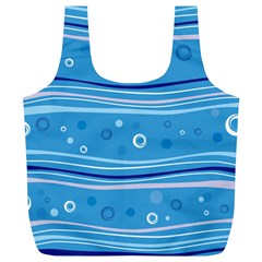 Blue Circle Line Waves Full Print Recycle Bags (l)  by Mariart