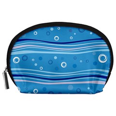 Blue Circle Line Waves Accessory Pouches (large)  by Mariart