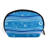 Blue Circle Line Waves Accessory Pouches (Large)  Front