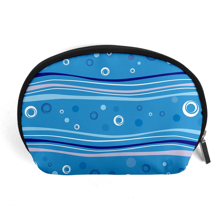 Blue Circle Line Waves Accessory Pouches (Large) 