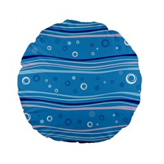 Blue Circle Line Waves Standard 15  Premium Flano Round Cushions by Mariart