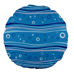 Blue Circle Line Waves Large 18  Premium Flano Round Cushions by Mariart