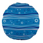 Blue Circle Line Waves Large 18  Premium Flano Round Cushions Back