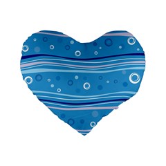 Blue Circle Line Waves Standard 16  Premium Flano Heart Shape Cushions by Mariart