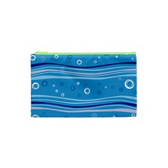 Blue Circle Line Waves Cosmetic Bag (xs) by Mariart