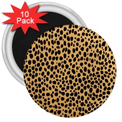 Cheetah Skin Spor Polka Dot Brown Black Dalmantion 3  Magnets (10 Pack)  by Mariart