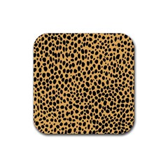 Cheetah Skin Spor Polka Dot Brown Black Dalmantion Rubber Coaster (square)  by Mariart