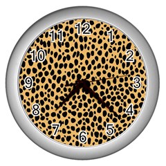 Cheetah Skin Spor Polka Dot Brown Black Dalmantion Wall Clocks (silver)  by Mariart