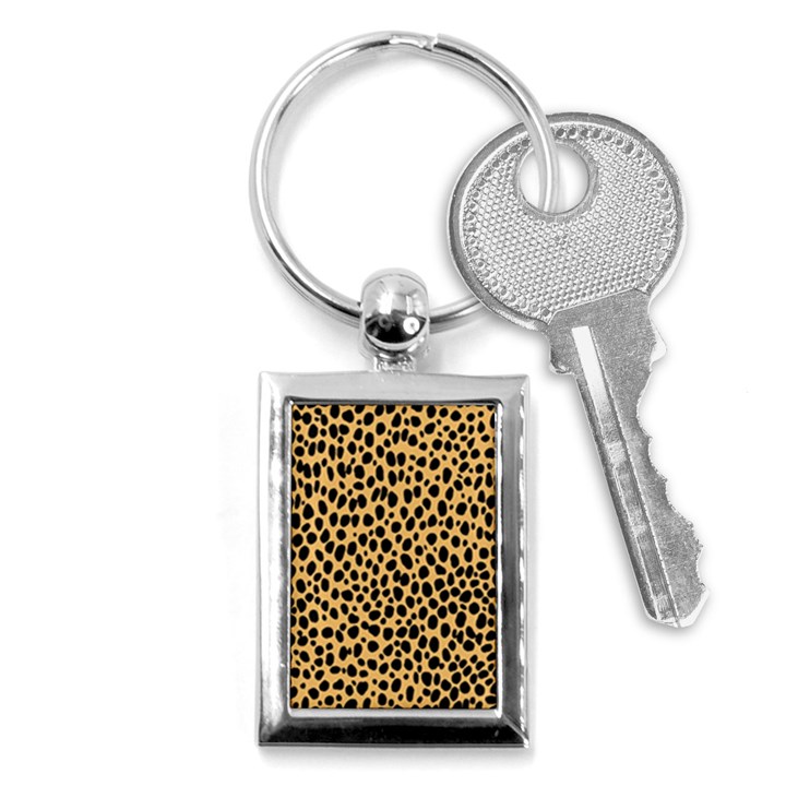 Cheetah Skin Spor Polka Dot Brown Black Dalmantion Key Chains (Rectangle) 