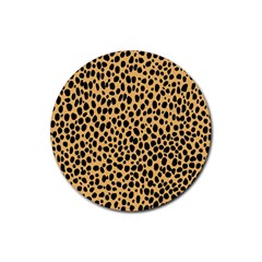 Cheetah Skin Spor Polka Dot Brown Black Dalmantion Rubber Coaster (round)  by Mariart