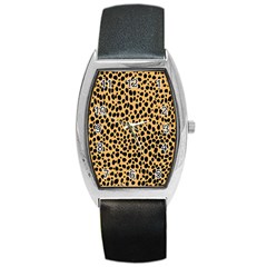 Cheetah Skin Spor Polka Dot Brown Black Dalmantion Barrel Style Metal Watch by Mariart