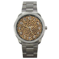 Cheetah Skin Spor Polka Dot Brown Black Dalmantion Sport Metal Watch by Mariart