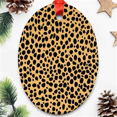 Cheetah Skin Spor Polka Dot Brown Black Dalmantion Oval Ornament (two Sides)