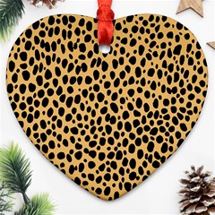 Cheetah Skin Spor Polka Dot Brown Black Dalmantion Heart Ornament (two Sides) by Mariart