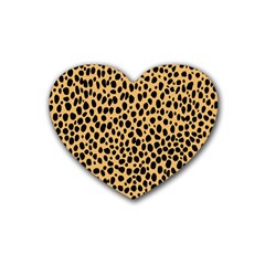 Cheetah Skin Spor Polka Dot Brown Black Dalmantion Rubber Coaster (heart)  by Mariart