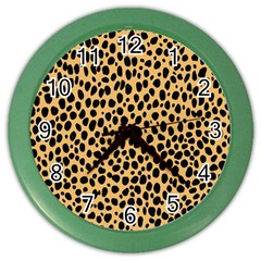 Cheetah Skin Spor Polka Dot Brown Black Dalmantion Color Wall Clocks by Mariart