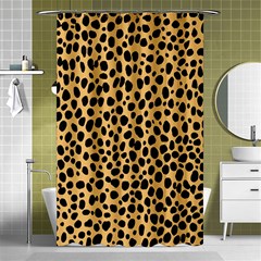 Cheetah Skin Spor Polka Dot Brown Black Dalmantion Shower Curtain 48  X 72  (small)  by Mariart