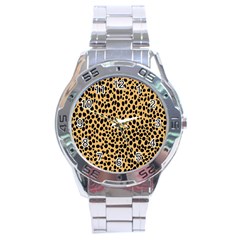 Cheetah Skin Spor Polka Dot Brown Black Dalmantion Stainless Steel Analogue Watch by Mariart