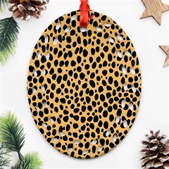 Cheetah Skin Spor Polka Dot Brown Black Dalmantion Ornament (oval Filigree) by Mariart