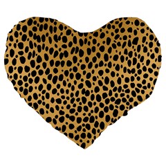 Cheetah Skin Spor Polka Dot Brown Black Dalmantion Large 19  Premium Flano Heart Shape Cushions