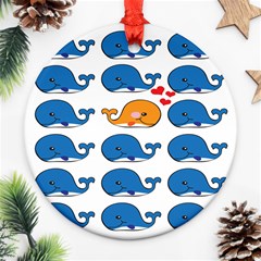 Fish Animals Whale Blue Orange Love Ornament (round) by Mariart