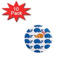 Fish Animals Whale Blue Orange Love 1  Mini Magnet (10 pack)  Front