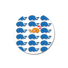 Fish Animals Whale Blue Orange Love Magnet 3  (round) by Mariart