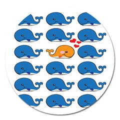 Fish Animals Whale Blue Orange Love Magnet 5  (round) by Mariart