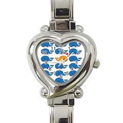 Fish Animals Whale Blue Orange Love Heart Italian Charm Watch by Mariart