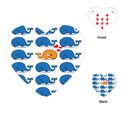 Fish Animals Whale Blue Orange Love Playing Cards (heart)  by Mariart