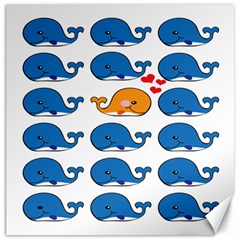 Fish Animals Whale Blue Orange Love Canvas 16  X 16   by Mariart