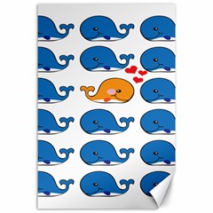 Fish Animals Whale Blue Orange Love Canvas 24  X 36  by Mariart