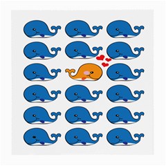 Fish Animals Whale Blue Orange Love Medium Glasses Cloth (2-side) by Mariart