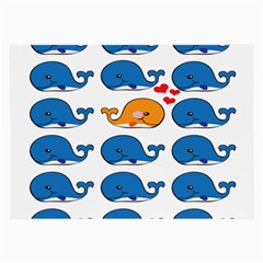 Fish Animals Whale Blue Orange Love Large Glasses Cloth by Mariart