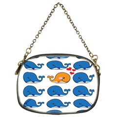 Fish Animals Whale Blue Orange Love Chain Purses (one Side)  by Mariart