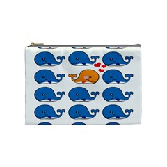 Fish Animals Whale Blue Orange Love Cosmetic Bag (medium)  by Mariart