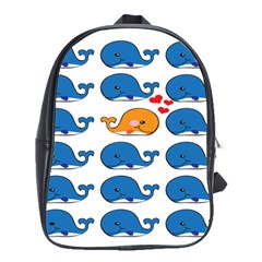 Fish Animals Whale Blue Orange Love School Bags(large)  by Mariart