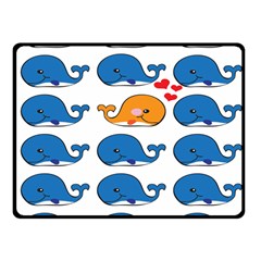 Fish Animals Whale Blue Orange Love Fleece Blanket (small) by Mariart