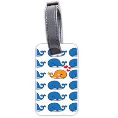 Fish Animals Whale Blue Orange Love Luggage Tags (two Sides) by Mariart