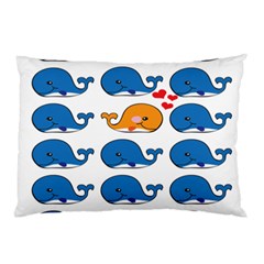 Fish Animals Whale Blue Orange Love Pillow Case (two Sides) by Mariart