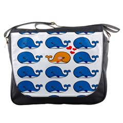 Fish Animals Whale Blue Orange Love Messenger Bags by Mariart