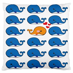 Fish Animals Whale Blue Orange Love Large Cushion Case (two Sides) by Mariart