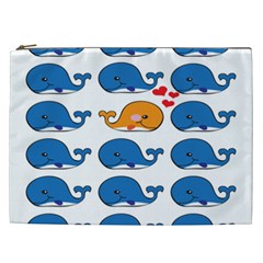 Fish Animals Whale Blue Orange Love Cosmetic Bag (xxl)  by Mariart