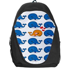 Fish Animals Whale Blue Orange Love Backpack Bag by Mariart