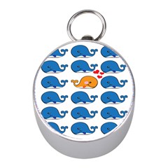 Fish Animals Whale Blue Orange Love Mini Silver Compasses by Mariart