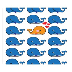 Fish Animals Whale Blue Orange Love Double Sided Flano Blanket (small)  by Mariart