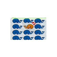 Fish Animals Whale Blue Orange Love Cosmetic Bag (xs) by Mariart