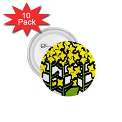 Flower Floral Sakura Yellow Green Leaf 1 75  Buttons (10 Pack)