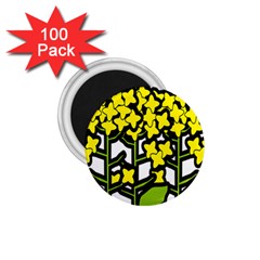 Flower Floral Sakura Yellow Green Leaf 1 75  Magnets (100 Pack)  by Mariart